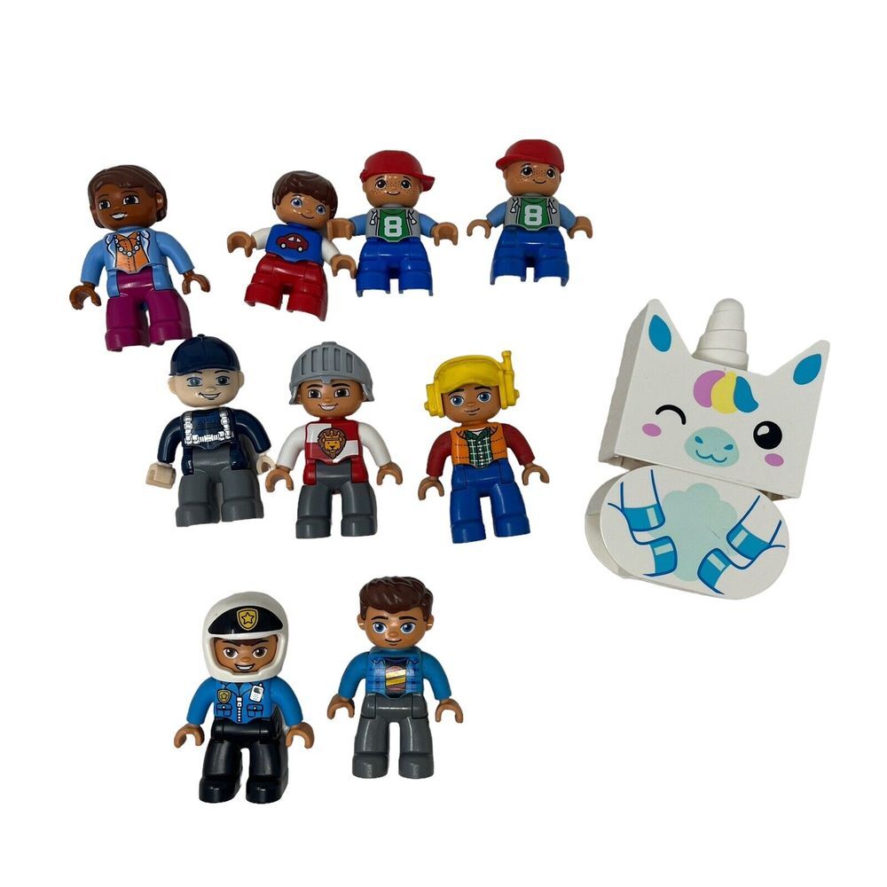 Lego‎ Duplo Lot of 10 Figures People Kids Mom Knight Kitty Police